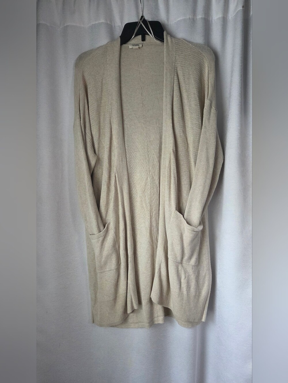 a.n.a Cream Open-Front Long Cardigan with Pockets